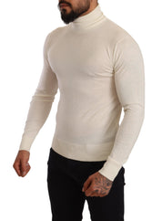 Cream Cashmere Turtleneck Pullover Sweater