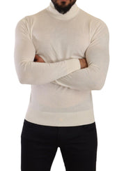 Cream Cashmere Turtleneck Pullover Sweater