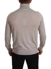 Gray Cashmere Turtleneck Pullover Sweater