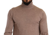 Brown Cashmere Turtleneck Pullover Sweater