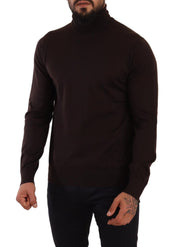 Brown Cashmere Turtleneck Pullover Sweater