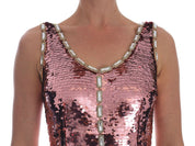 Pink Sequined Sheath Crystal Dress Gown