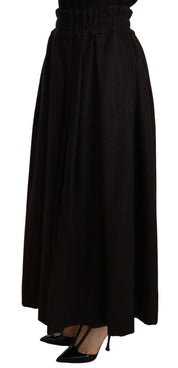 Black Wool High Waist Maxi PIECE Skirt