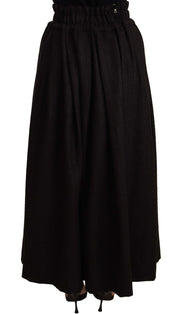 Black Wool High Waist Maxi PIECE Skirt