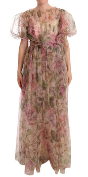 Multicolor Floral Print Long Maxi Gown Dress