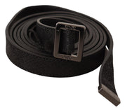 Black Leather Metal Buckle Waist Belt