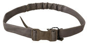 Gray Leather Silver Buckle Waist Belt