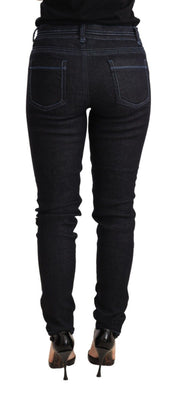 Blue Cotton Low Waist Slim Fit Denim Women Trouser Jeans