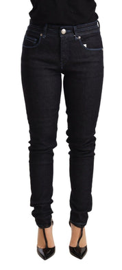 Blue Cotton Low Waist Slim Fit Denim Women Trouser Jeans