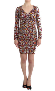 Multicolor Longsleeved Viscose Shift Dress