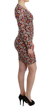 Multicolor Longsleeved Viscose Shift Dress