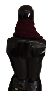 Mörkröd stickad halsduk med logotyp i kashmir