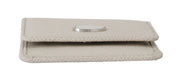 White Dauphine Leather Holder Pocket Wallet Condom Case