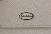 White Dauphine Leather Holder Pocket Wallet Condom Case