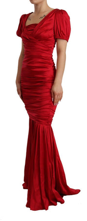 Red Silk Stretch Sheath Mermaid Gown Dress