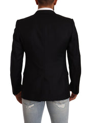 Black Wool Single Breasted Suit GOLD Jacket