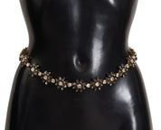 Black Daisy Crystal Dauphine Texture Belt