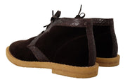 Brown Velvet Exotic Leather Boots