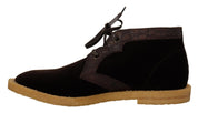 Brown Velvet Exotic Leather Boots