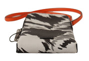 Gray Leather Cross Body Neck Strap Card Pocket Wallet