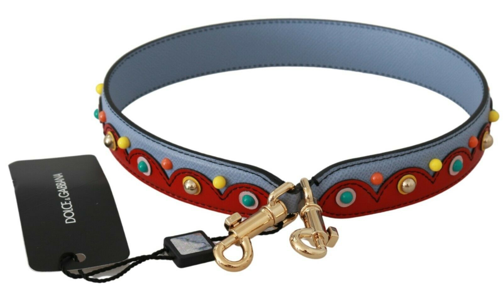 Dolce & Gabbana Blue Red Leather Shoulder Strap