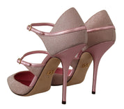 Pink Glittered Strappy Sandals Mary Jane Shoes