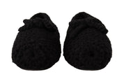 Black Slip On Ballerina Flats Wool Knit Shoes