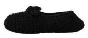 Black Slip On Ballerina Flats Wool Knit Shoes