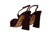 Dark Purple Suede Ankle Strap Sandals Shoes