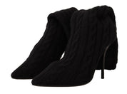 Black Stretch Socks Knee High Booties Shoes