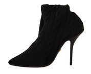 Black Stretch Socks Knee High Booties Shoes