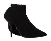 Black Stretch Socks Knee High Booties Shoes