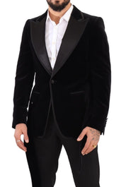 Black Velvet Single Breasted One Button Blazer