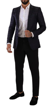 Blue Floral Jacquard Silk Coat MARTINI Blazer