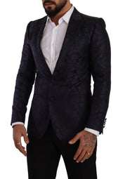 Blue Floral Jacquard Silk Coat MARTINI Blazer
