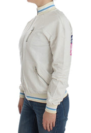 White Mock Zip Cardigan Sweatshirt Sweater