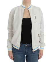 White Mock Zip Cardigan Sweatshirt Sweater