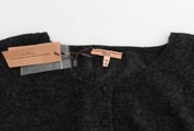 Gray Knit Wool Cardigan Sweater