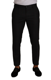 Gray Check Wool Formal Trouser Dress Pants