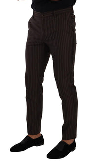 Brown Striped Wool Formal Trouser Dress Pants