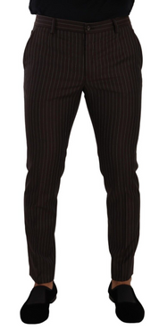 Brown Striped Wool Formal Trouser Dress Pants