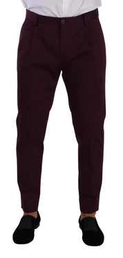 Purple Cotton Tapered Chinos Dress Pants