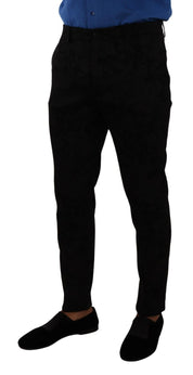 Black Brocade Skinny Formal Trouser Dress Pants
