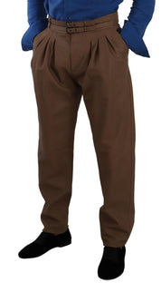Brown Leather Tapered High Waist Pants