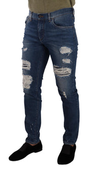 Blue Wash Cotton Stretch Slim Fit Denim Jeans