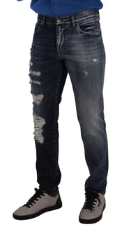 Blue Cotton Regular Denim Trousers Jeans