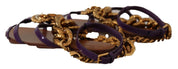Dolce & Gabbana Brown and Purple Leather Flat Sandals