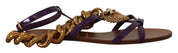 Dolce & Gabbana Brown and Purple Leather Flat Sandals