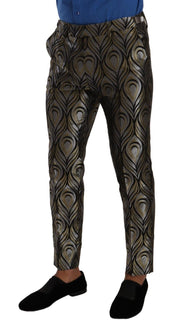 Silver Gold Jacquard Men Trouser Dress Pants