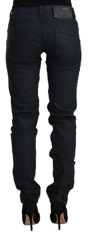 Black Cotton Low Waist Slim Fit Denim Jeans
